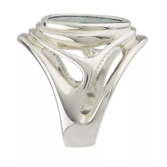 Sterling Silver 925 Australian Opal Mosaic Doublet Ring Size 9 - Picture 5 of 11
